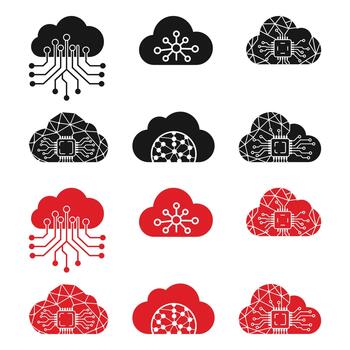 Cloud computing and artificial intelligence circuit vector