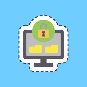 Cutting line sticker data protection. Data security elements. vector