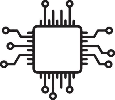 central Procesando unidad icono, tecnología y computadora chip vector