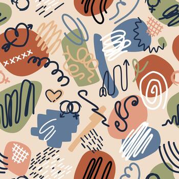 Abstract Scribble Doodle Seamless Pattern Background vector