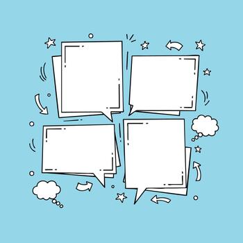 habla burbujas cómic marcos garabatear antecedentes vacío texto vector