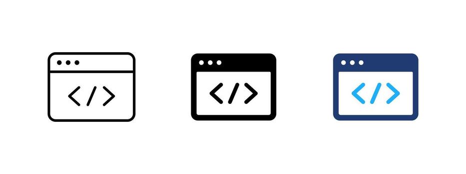 Code icon. Programming and technology symbol. Development, digital and software concept. Interface, web and application design representing code, script and computer programming. vector