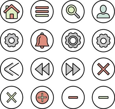 Basic web navigation and user interface icon set for application development vector