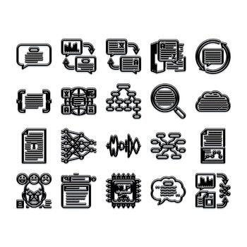 Natural language processing artificial intelligence machine learning icons vector