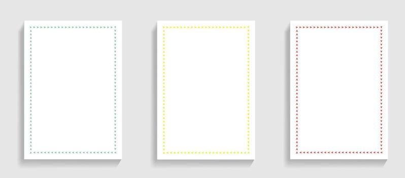 Three Rectangular Frames With Green Yellow And Red Triangle Borders vector