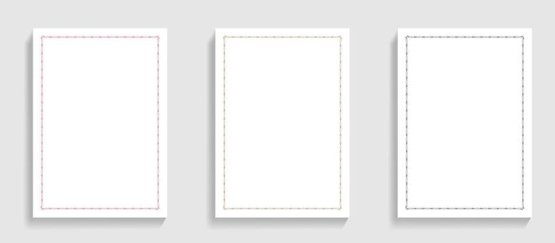 Tres vertical rectangular marcos con decorativo fronteras vector