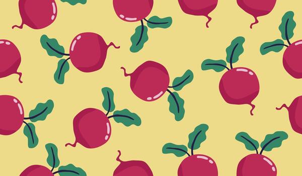 Beetroot pattern design on yellow background vector