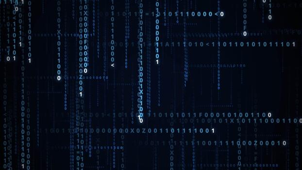 Blue Binary Code Data Stream Computer Animation video