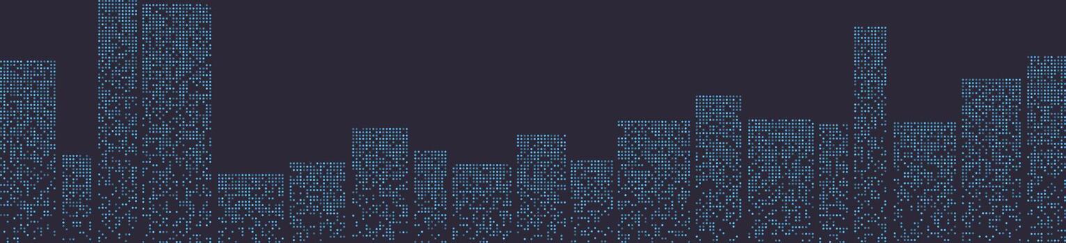 Abstract digital cityscape with binary code elements vector
