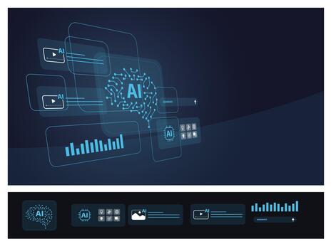 Artificial Intelligence AI Processor and Neural Network Tech Interface vector