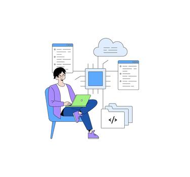 Person Coding with Cloud Interface Illustration vector