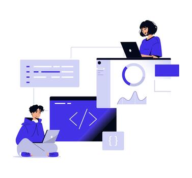 colaborativo codificación en oficina ilustración vector
