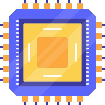 Computer Processor Chip CPU Flat Illustration vector