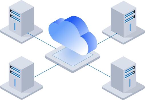 isométrica nube informática y datos servidor red conexión concepto para datos centrar vector