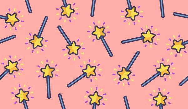Cute magic stick pattern background vector