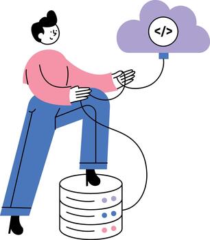 plano estilo ilustración demostración nube codificación vector