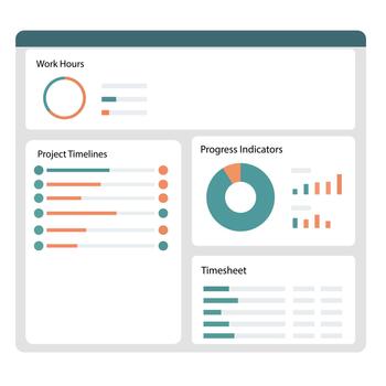 Time Tracking Software Dashboard Interface Design vector