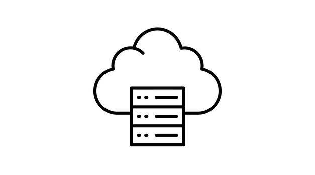 Cloud computing server icon representing data storage and network access. vector