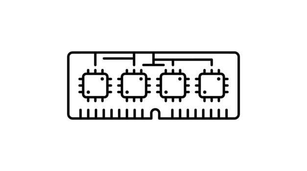 Computer RAM Module with Integrated Circuits. vector
