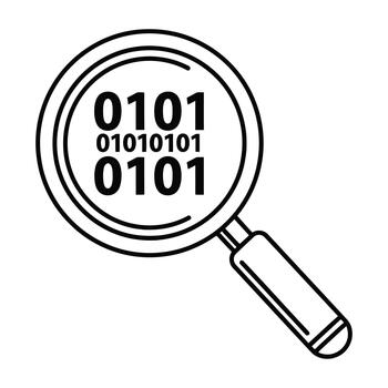 Binary code magnifying glass search digital data analysis concept vector