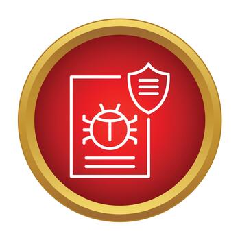 Document with computer bug and security shield icon vector