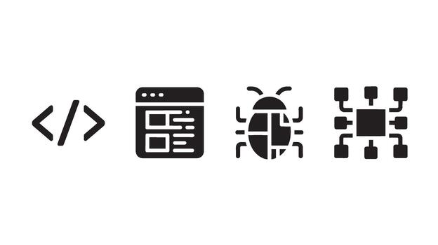 programación íconos código web desarrollo software Ingenieria símbolos transparente antecedentes vector