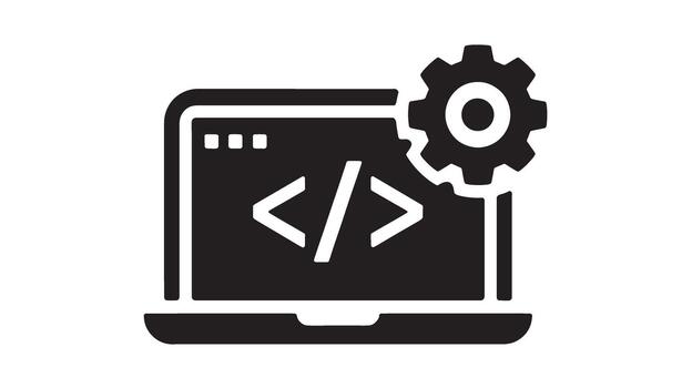 web desarrollo codificación ordenador portátil engranaje icono programación software desarrollo transparente antecedentes vector