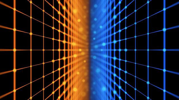 Parallel 3D wireframe grids vector