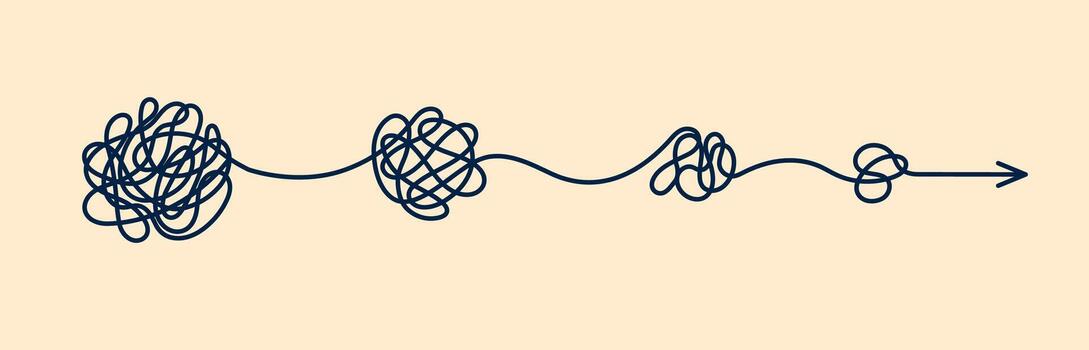 simplificar complejo proceso a fácil Tareas y mente vector