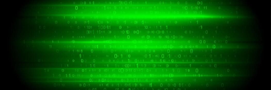 Bright glowing green tech background with binary code numbers vector
