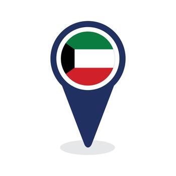 Map Pointer with kuwait flag vector