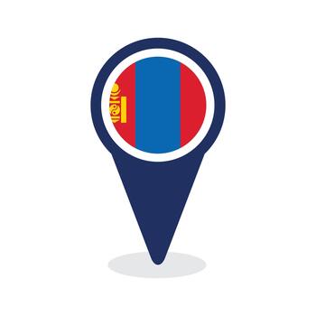 Map Pointer with mongolia flag vector
