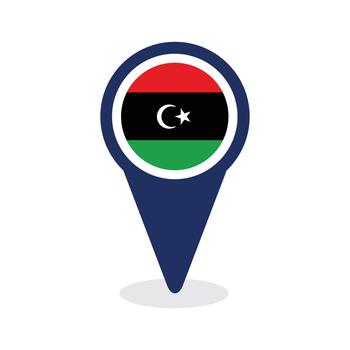 Map Pointer with libya flag vector
