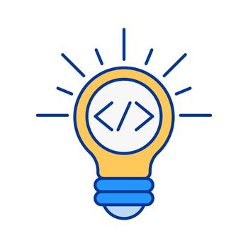 codificación idea ligero bulbo icono con código símbolo representando programación desarrollo y software concepto vector