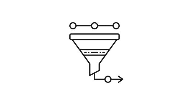 Funnel icon representing data filtering and processing. vector