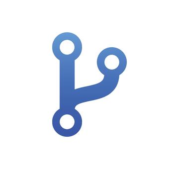 Blue git branch icon for software version control and development vector