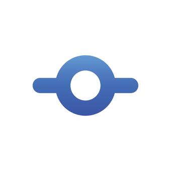 Blue git commit node icon for software version control and development vector