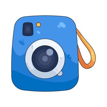 Blue Camera with Strap vector