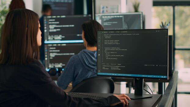 base de datos programador escritura fuente código en terminal ventana con html guion, trabajando en software desarrollo interfaz. descifrador utilizando programación idioma en base de datos sistema servidor. foto