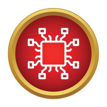 computadora procesador pastilla hardware tecnología icono botón vector