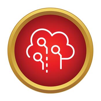 Cloud computing data network technology icon on red button vector
