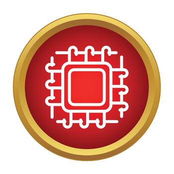 Computer microchip processing unit technology icon concept vector