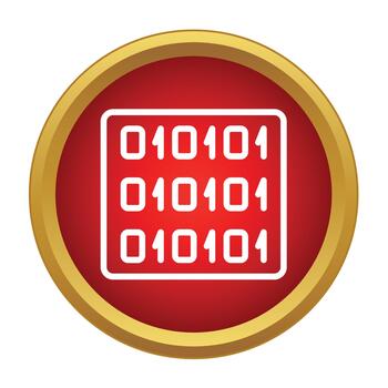 Binary code displaying data on red icon vector