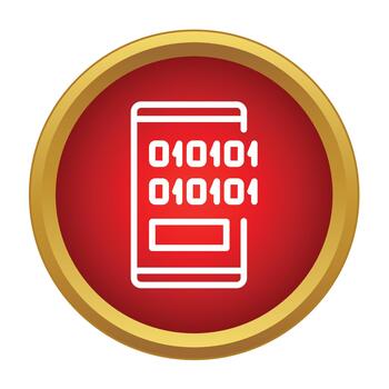 Mobile phone displaying binary code data stream icon vector