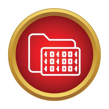 Folder with binary code storing digital information icon vector