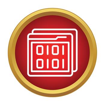Digital folder icon displaying binary code data vector