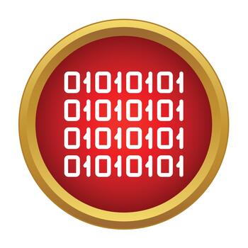 Binary code data encryption technology button icon vector
