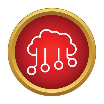 Cloud computing data network storage red button icon vector