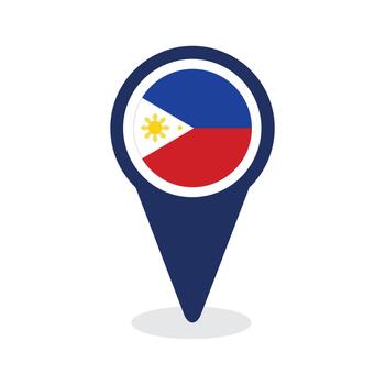 mapa puntero con Filipinas bandera vector