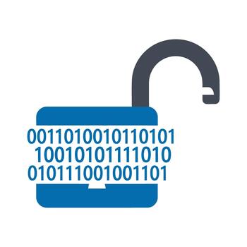 Unlocked Padlock with Binary Code Data Security Icon vector